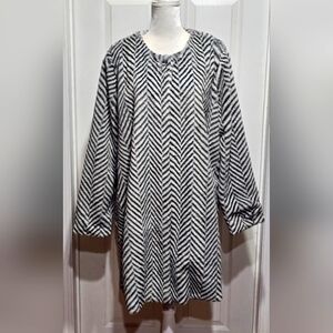 Fever Chevron Design Faux Fur Coat